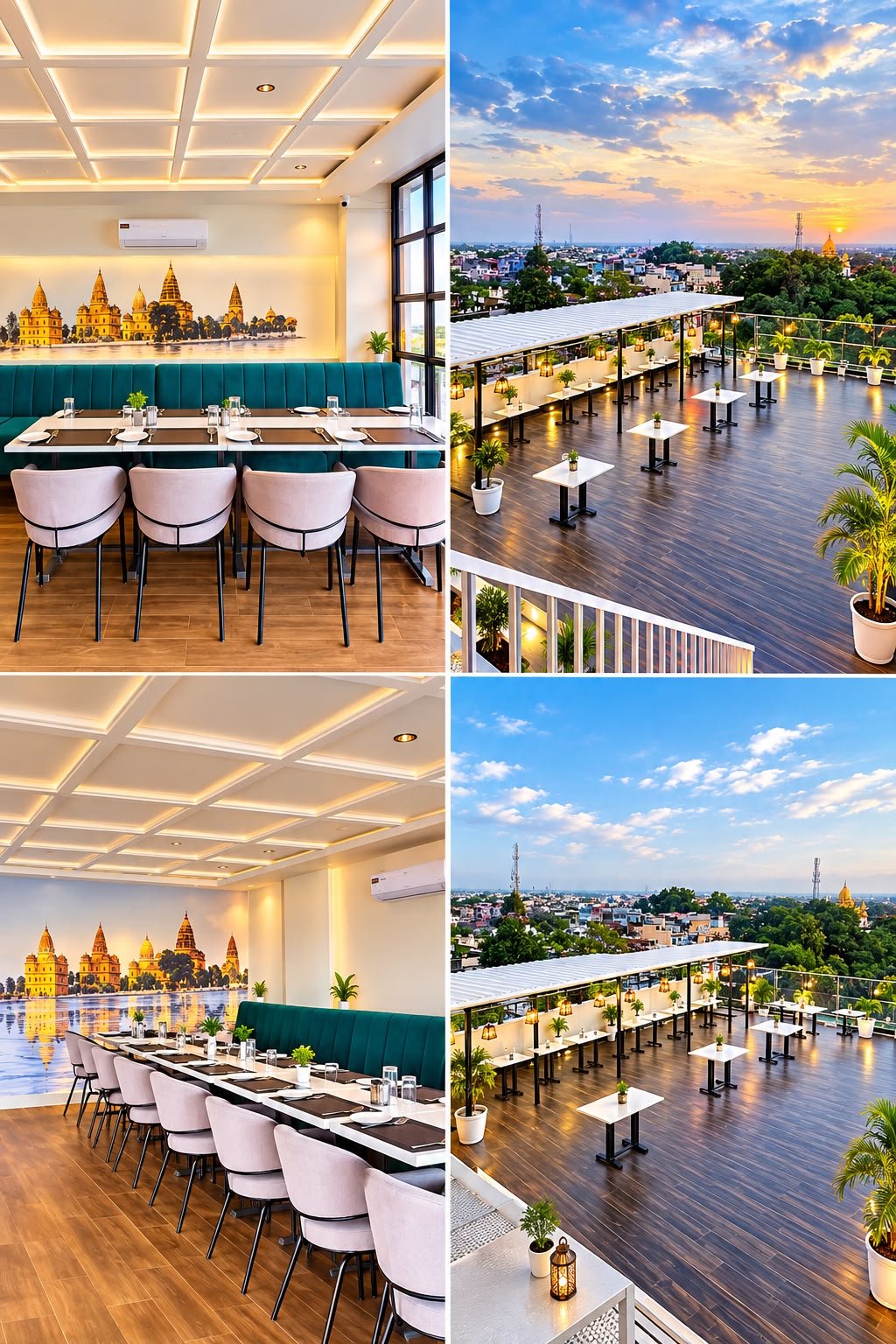 Verdure dining room and rooftop collage