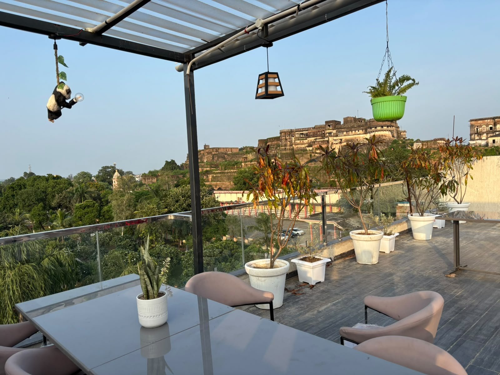 Verdure rooftop terrace with a view of Tikamgarh Fort